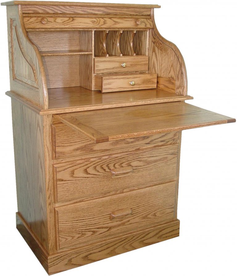 Amish Full Pedestal Roll Top Desk