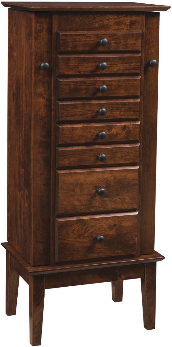 Amish 48 inch Winged Mill Shaker Jewelry Armoire Rustic Cherry