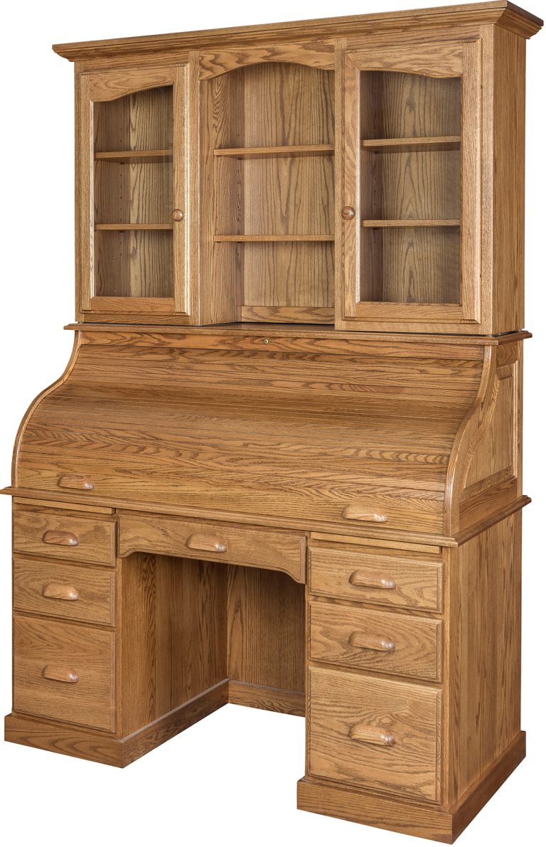 Amish 56 Inch Roll Top Desk with Hutch
