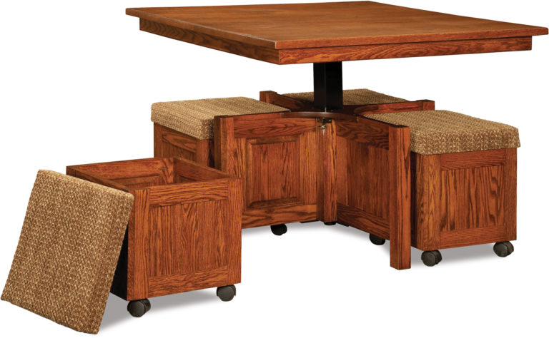 Amish 5pc Square Table Bench Set Open