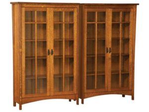 Arts and Crafts Style Double Bookcase with Doors