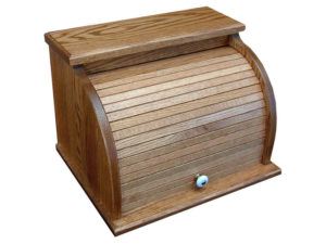 Wooden Bread Box with Roll Top