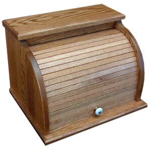 Wooden Bread Box with Roll Top