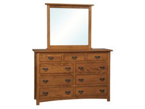 Classic Mission Nine Drawer Dresser with Mirror