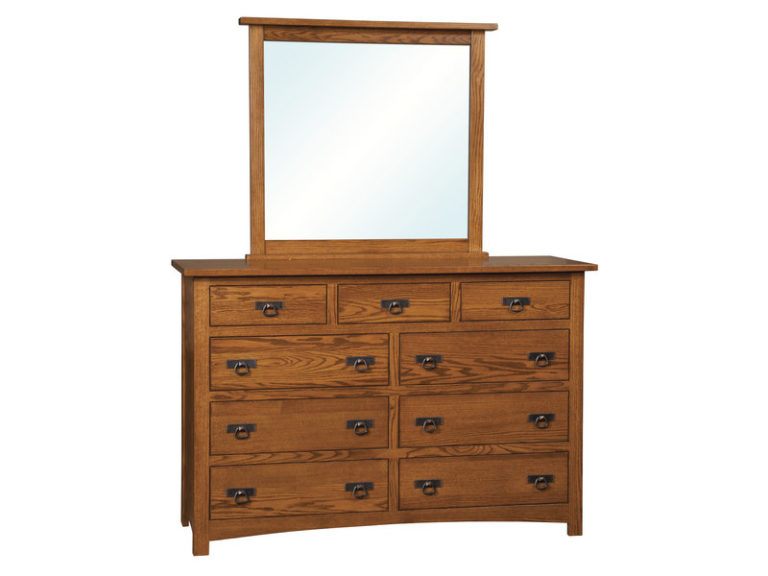 Custom Classic Mission Nine Drawer Dresser with Mirror