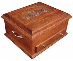 Deluxe Solid-Cherry Jewelry Chest with Rose Engraving