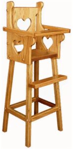 Solid-Wood Doll Highchair with Heart