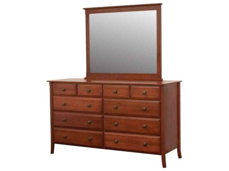 Amish Hudsonville Ten Drawer Dresser with Mirror