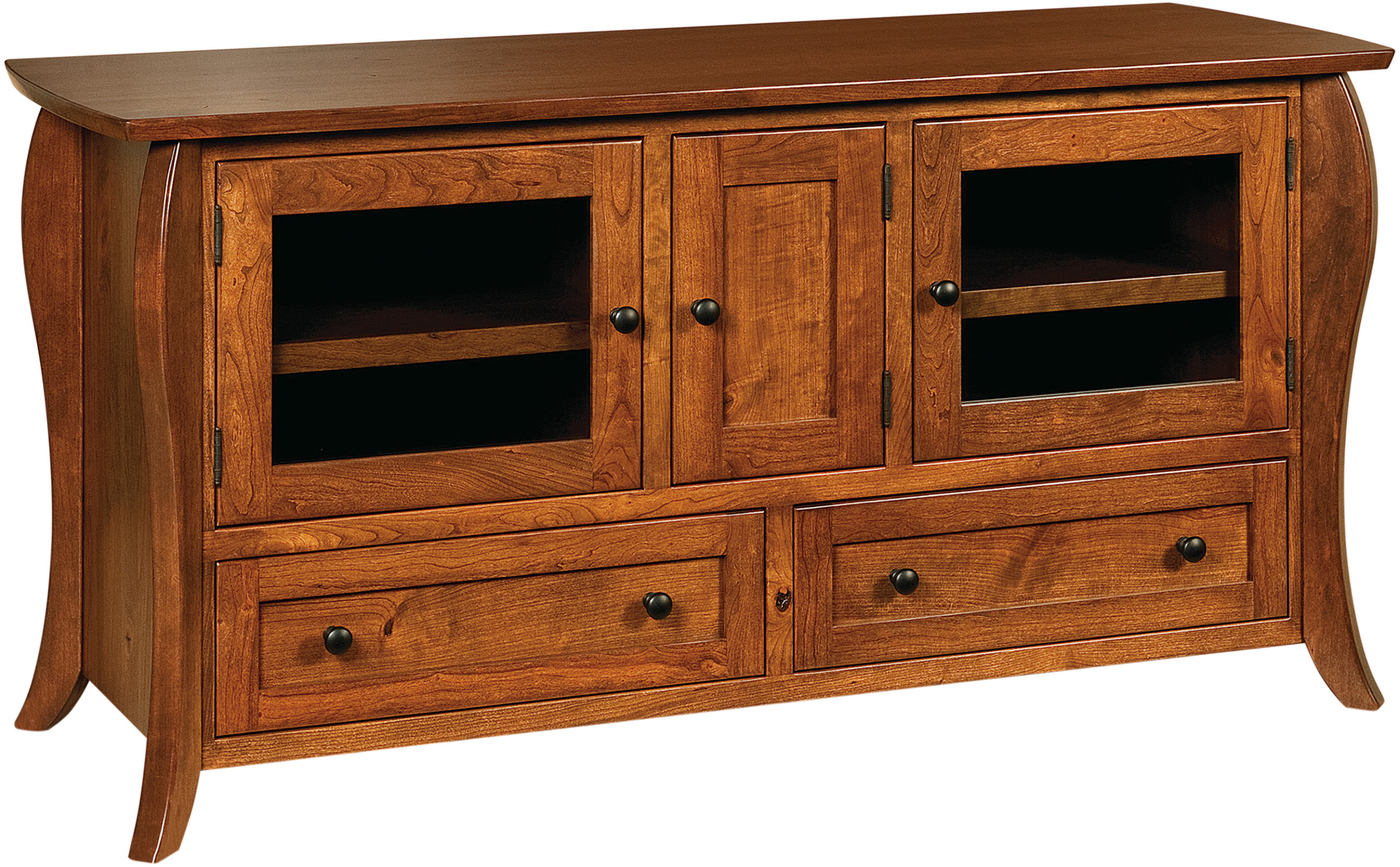 Modesto TV  Cabinet with Drawers  Custom Amish Furniture 