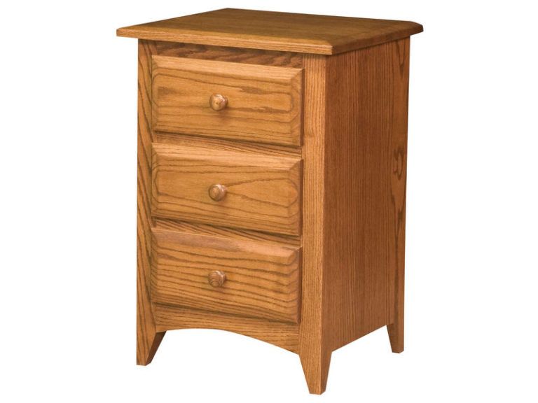 Amish Shaker Three Dovetailed Drawer Bedside Chest