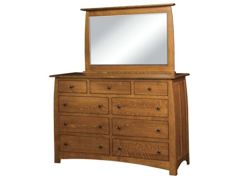 Custom Superior Shaker Nine Drawer Dresser with Mirror