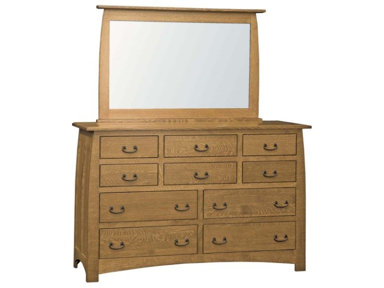 Custom Superior Shaker Ten Drawer Dresser with Mirror