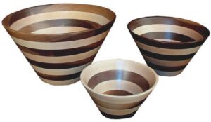 Striped Wooden Bowls: Small, Medium, Large