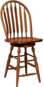 Bent Paddle Hardwood Swivel Bar Stool