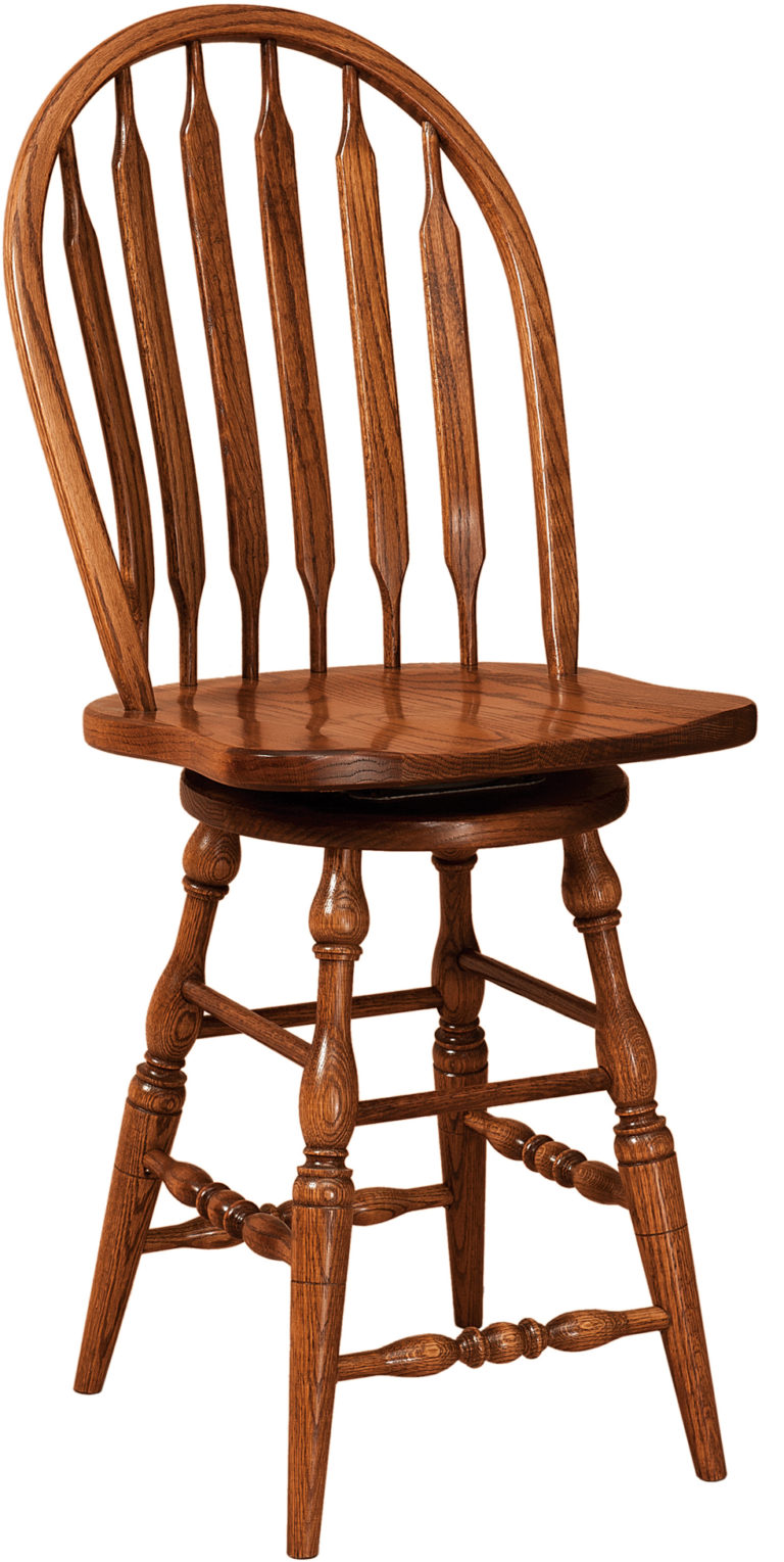 Amish Bent Paddle Hardwood Swivel Bar Stool