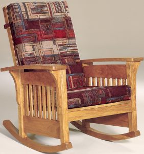 Corbel Bow Arm Slat Rocking Chair