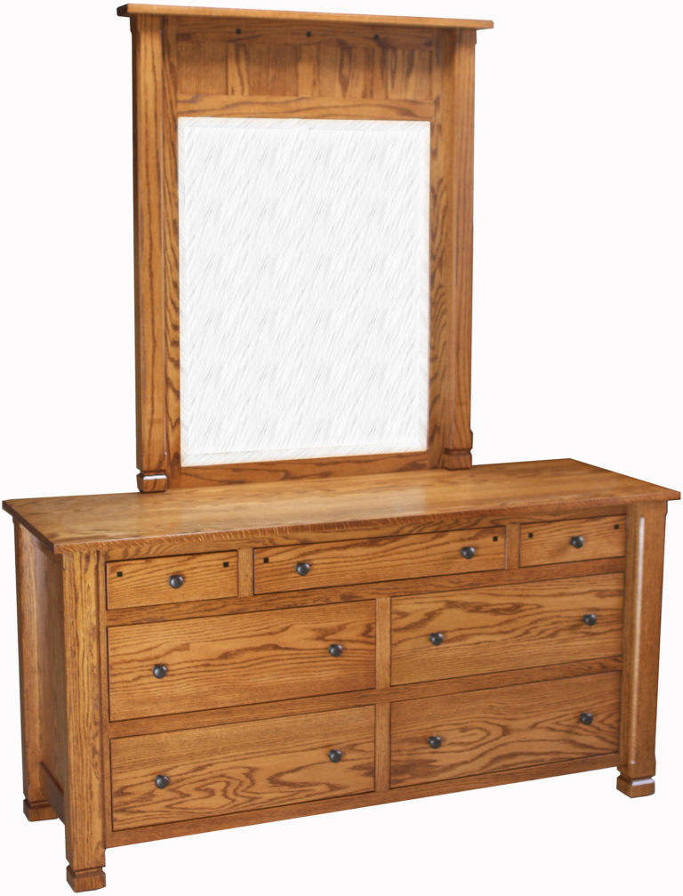 Amish Brockport 7 Drawer Dresser with Mirror