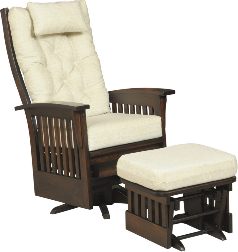 Amish Finley Slat Style Deluxe Swivel Glider with Gliding Ottoman