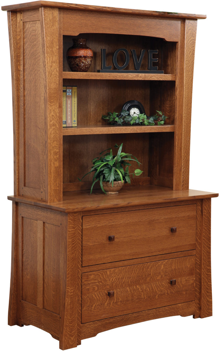 Amish Jamestown Lateral File with Bookshelf Hutch