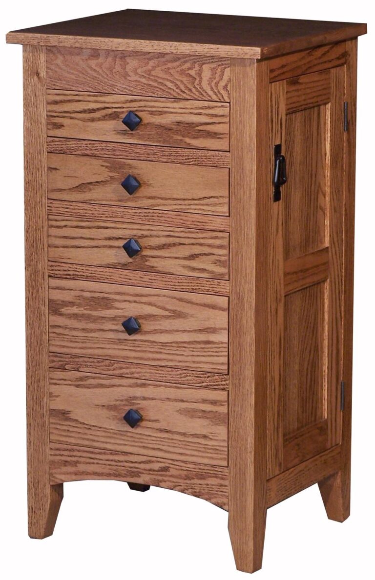 Flush Mission Oak Amish Jewelry Armoire