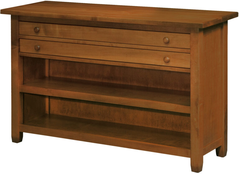 Custom Kenwood Collection Sofa Table with Drawers and Open Storage