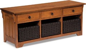 Lattice Weave Wood Drawer Bench