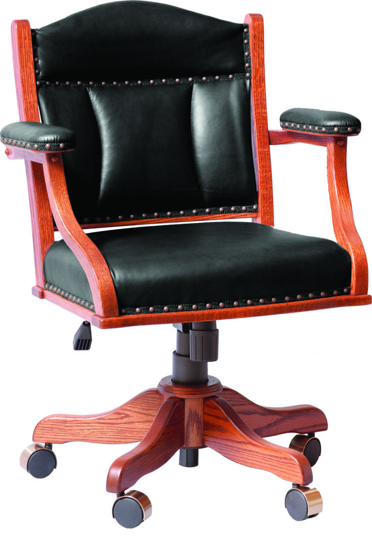 Custom Low Back Desk Chair with Black Leather