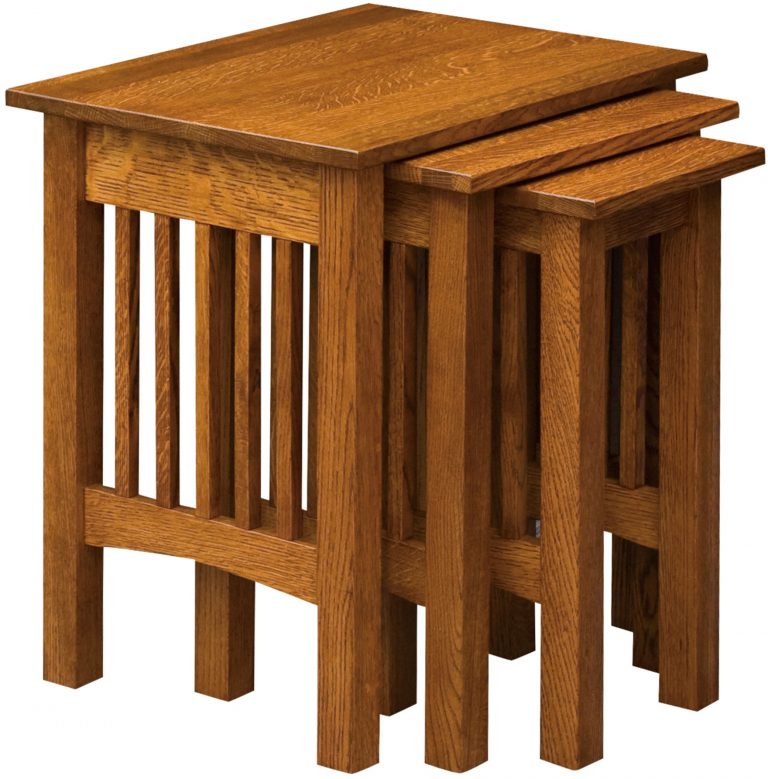 Amish Mission Wood Slat Nesting Table Set