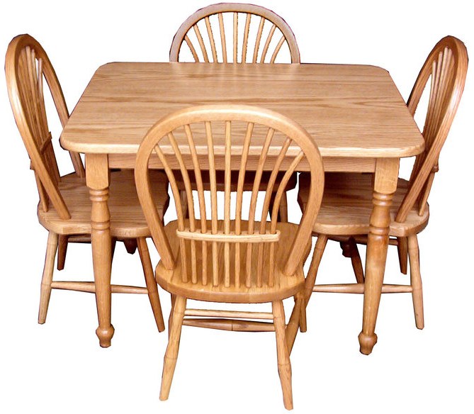 Solid Oak Child Table Set with 4 Sheaf Chairs
