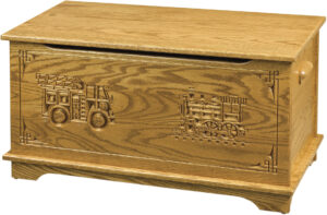 Shaker Style Toy Box -Truck and Train Engraving