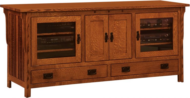 Amish Straight Royal Mission Four Door TV Cabinet