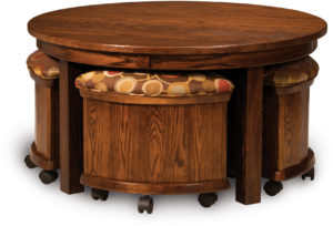 5-Piece Round Table Bench Set with Storage Benches