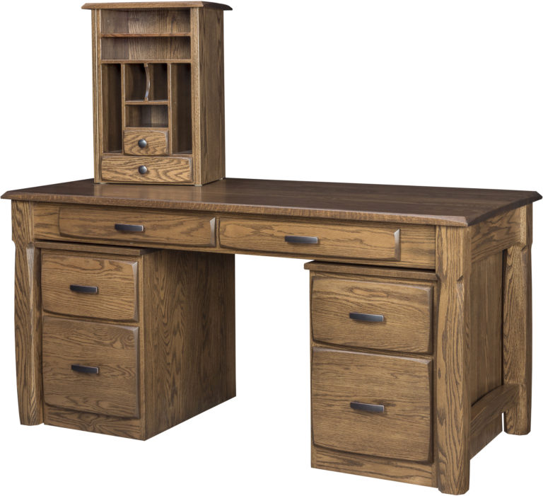 Amish Kumberlin Library Desk with Pedestals and Tower