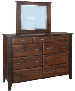 Ashton Nine Drawer Wide Mule Dresser with Mirror
