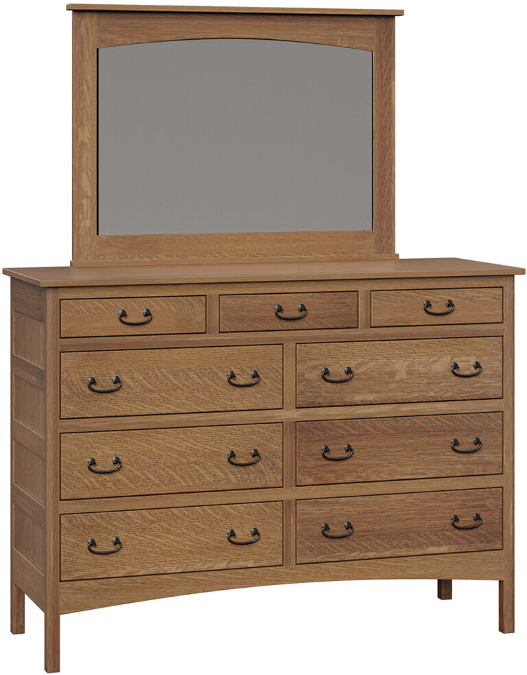 Amish Granny Mission Nine Drawer Mule Dresser with Mirror