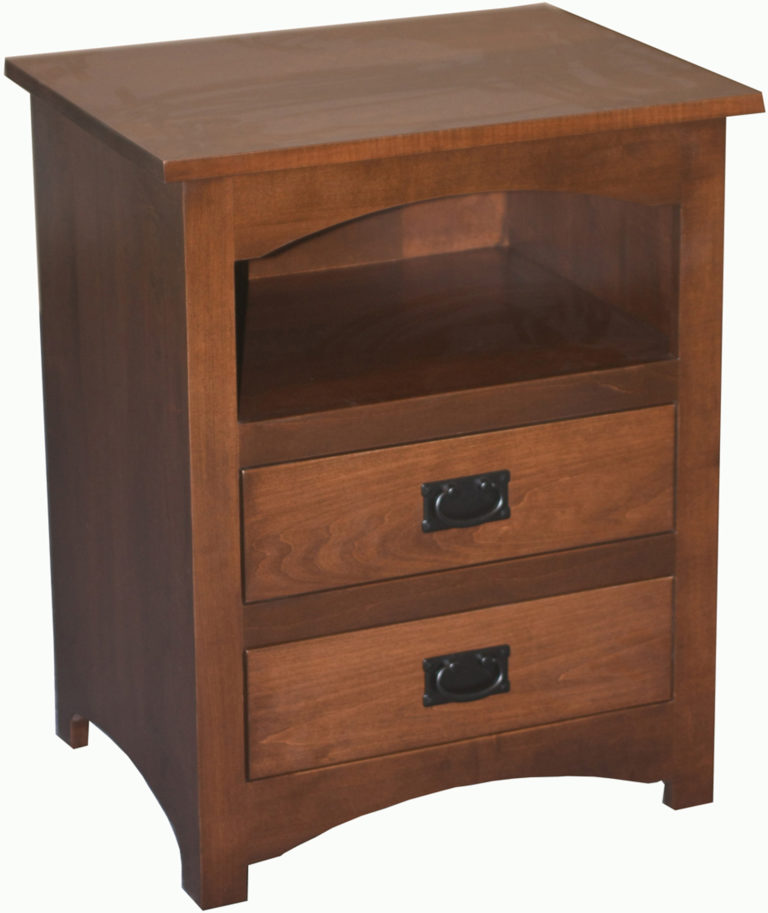 Amish Brown Maple Shaker Two Drawer Nightstand