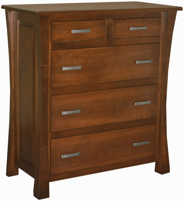 Amish Brown Maple Vandalia Five Drawer Chest