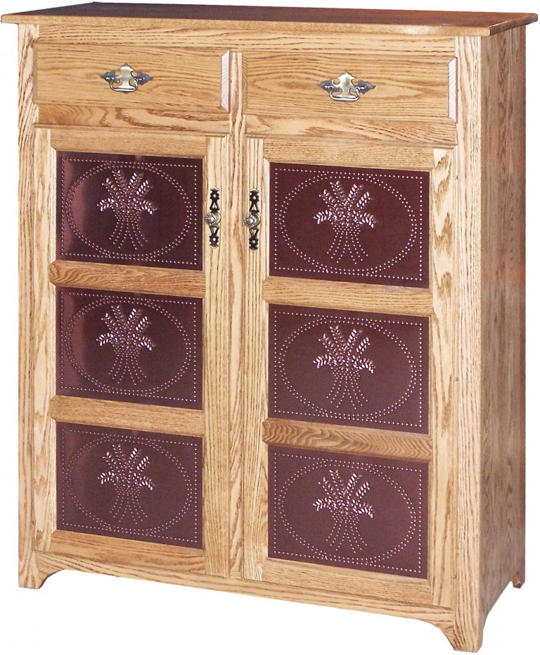 Amish Traditional Copper Two Door Pie Safe