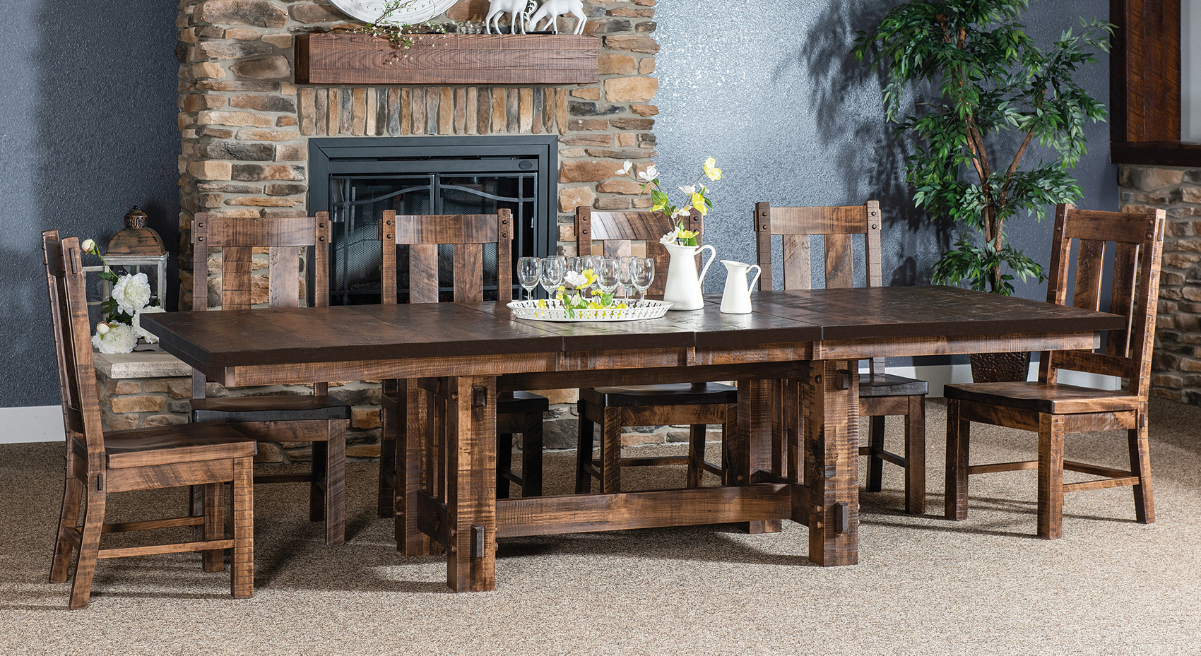 El Paso Trestle Dining Table | Amish El Paso Rustic Trestle Table