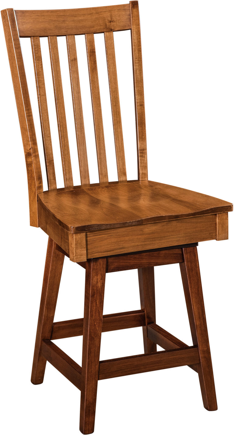 Amish Newport Hardwood Swivel Bar Stool