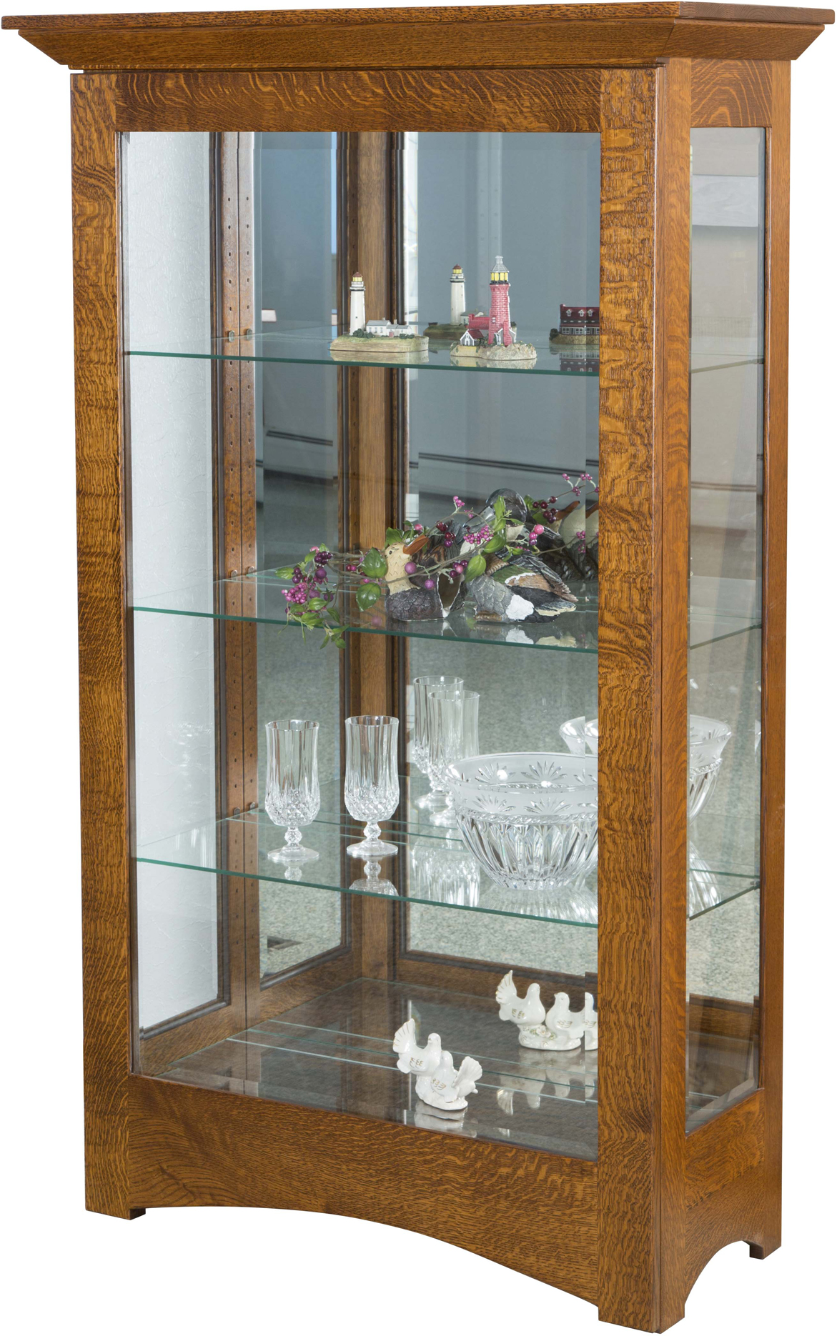 Leda Curio Cabinet Amish Curio Cabinet Solid Wood Curio Cabinet