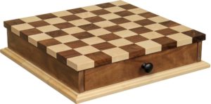 18" Maple/Walnut Chess/Checker Board with Drawer