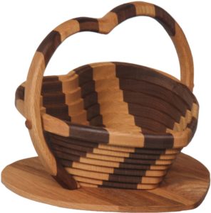 Collapsible Striped Basket with Heart Base