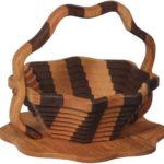 Collapsible Striped Basket with Lotus Base