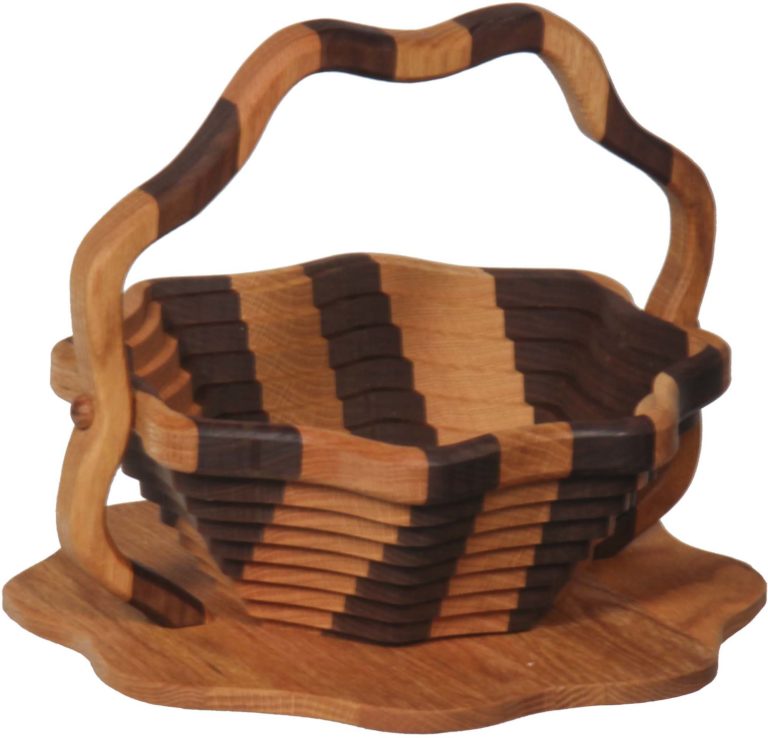 Collapsible Striped Basket With Lotus Base