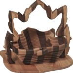 Collapsible Striped Basket with Maple Leaf Base