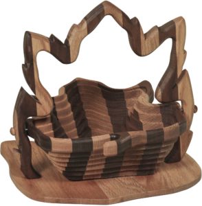 Collapsible Striped Basket with Maple Leaf Base