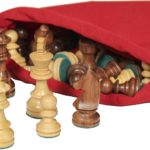Large Wooden Chess Pieces Including Bag
