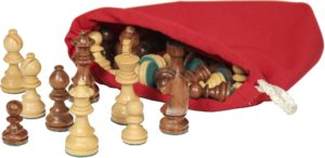 Large Wooden Chess Pieces Including Bag