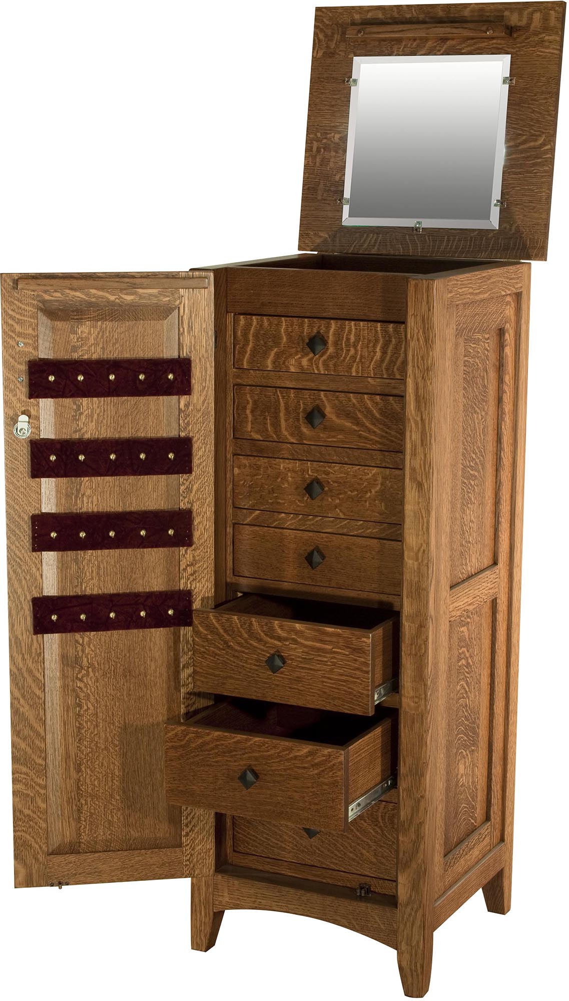 Flush Mission Jewelry Armoire with Lockable Door - Weaver Furniture